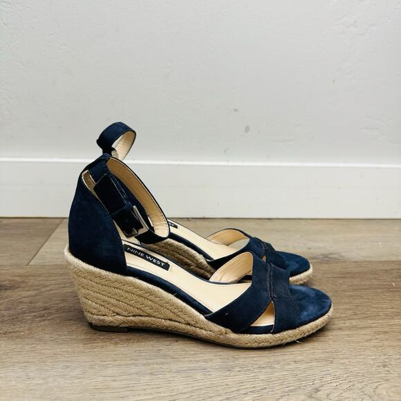 Nine West Black Espadrille Wedge Sandal Women’s Size 5 - Picture 5 of 10